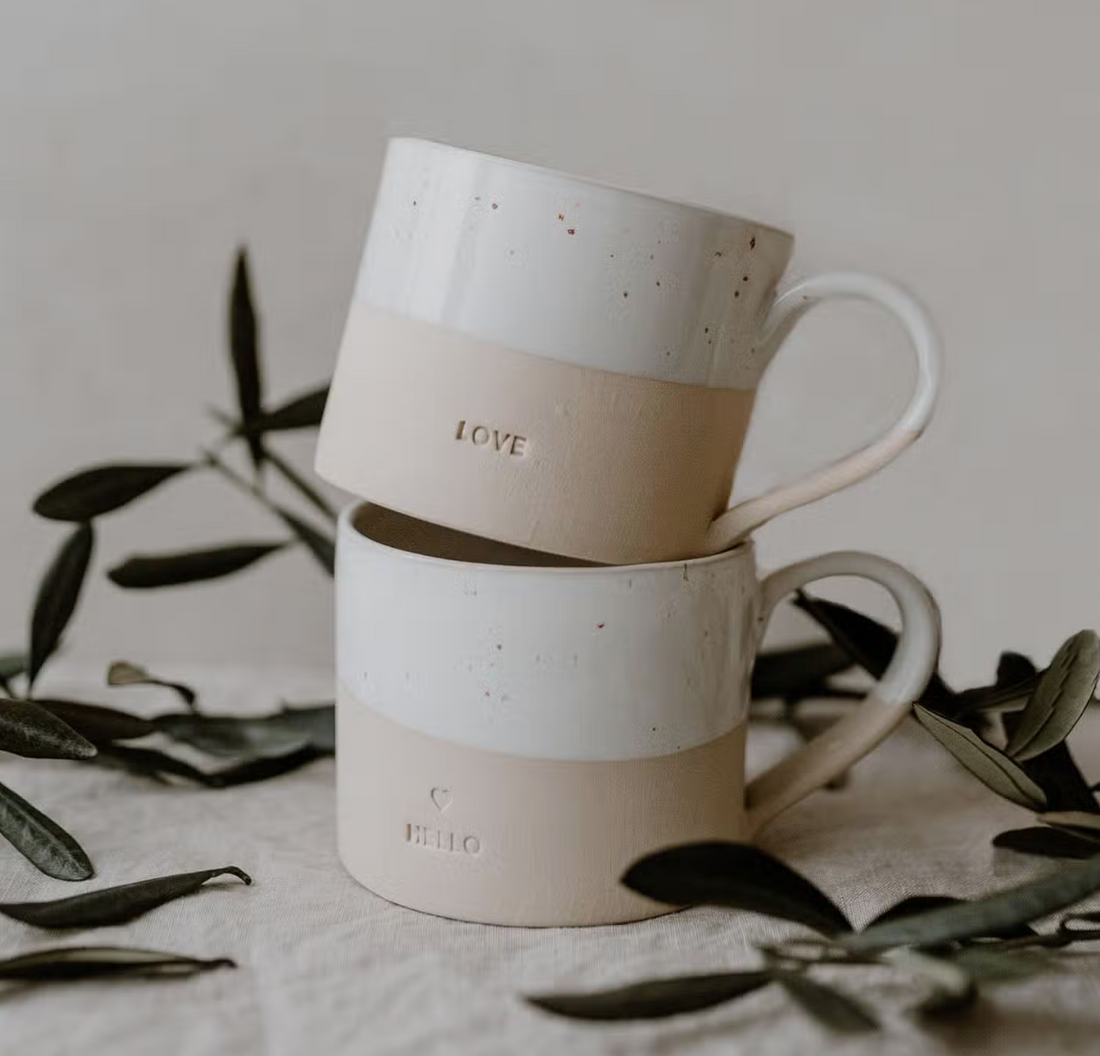 'Love' Stoneware Slogan Mug