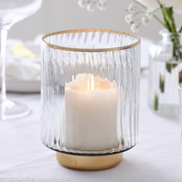 Ribbed Glass Hurricane Candle Holder