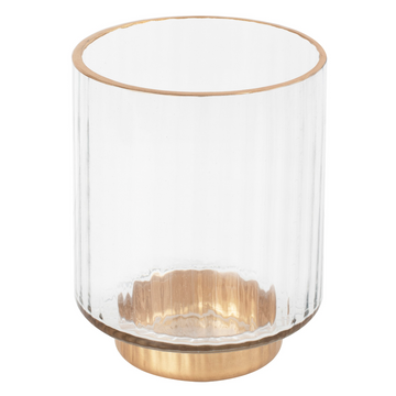 Ribbed Glass Hurricane Candle Holder