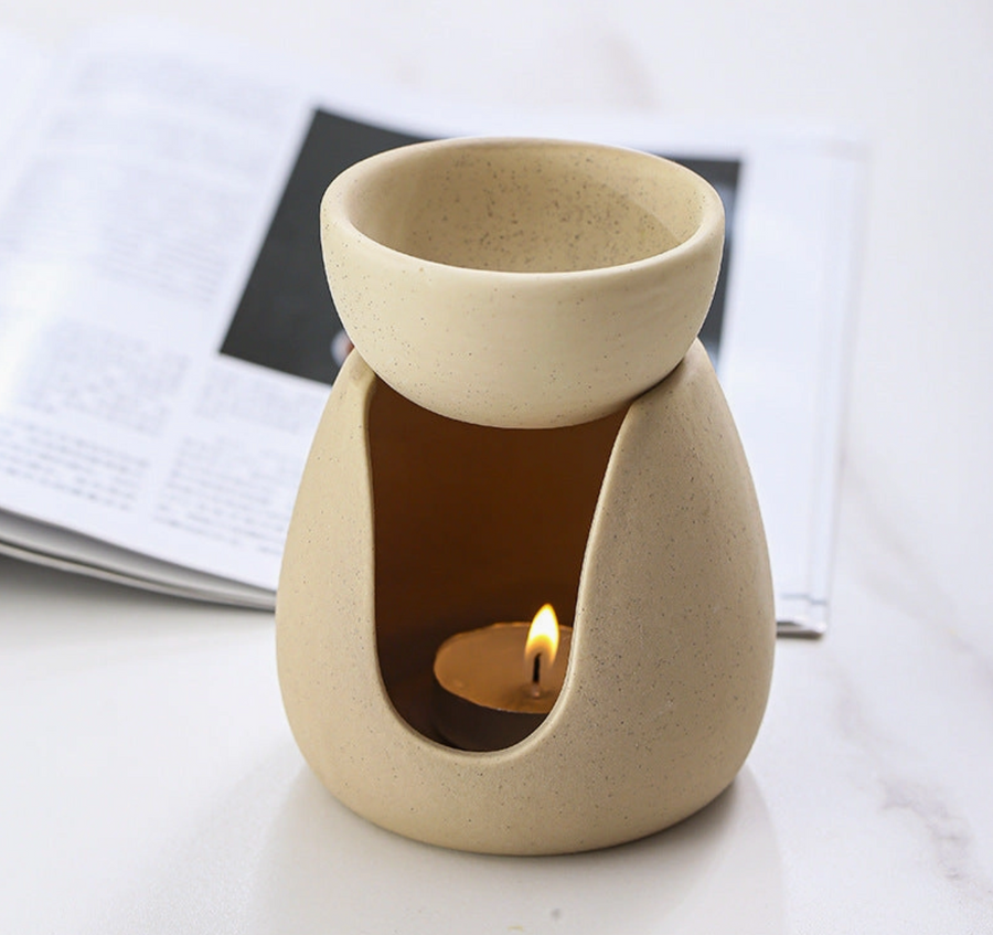 Beige Ceramic Oil and Wax Melt Burner