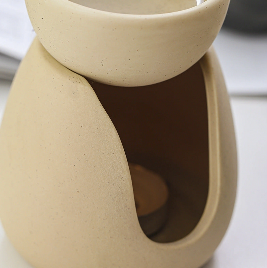 Beige Ceramic Oil and Wax Melt Burner