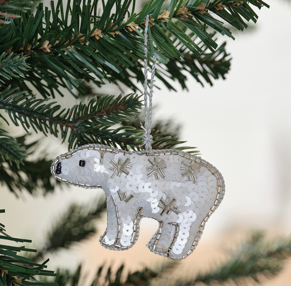 Embellished Polar Bear Christmas Tree Decoration