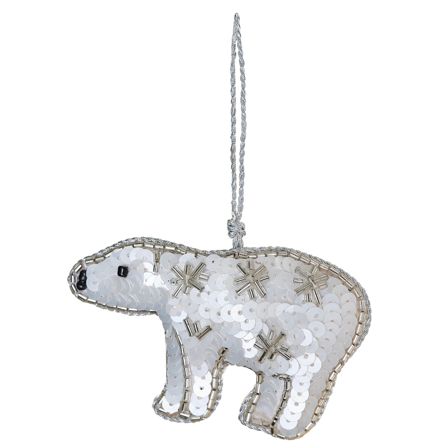 Embellished Polar Bear Christmas Tree Decoration