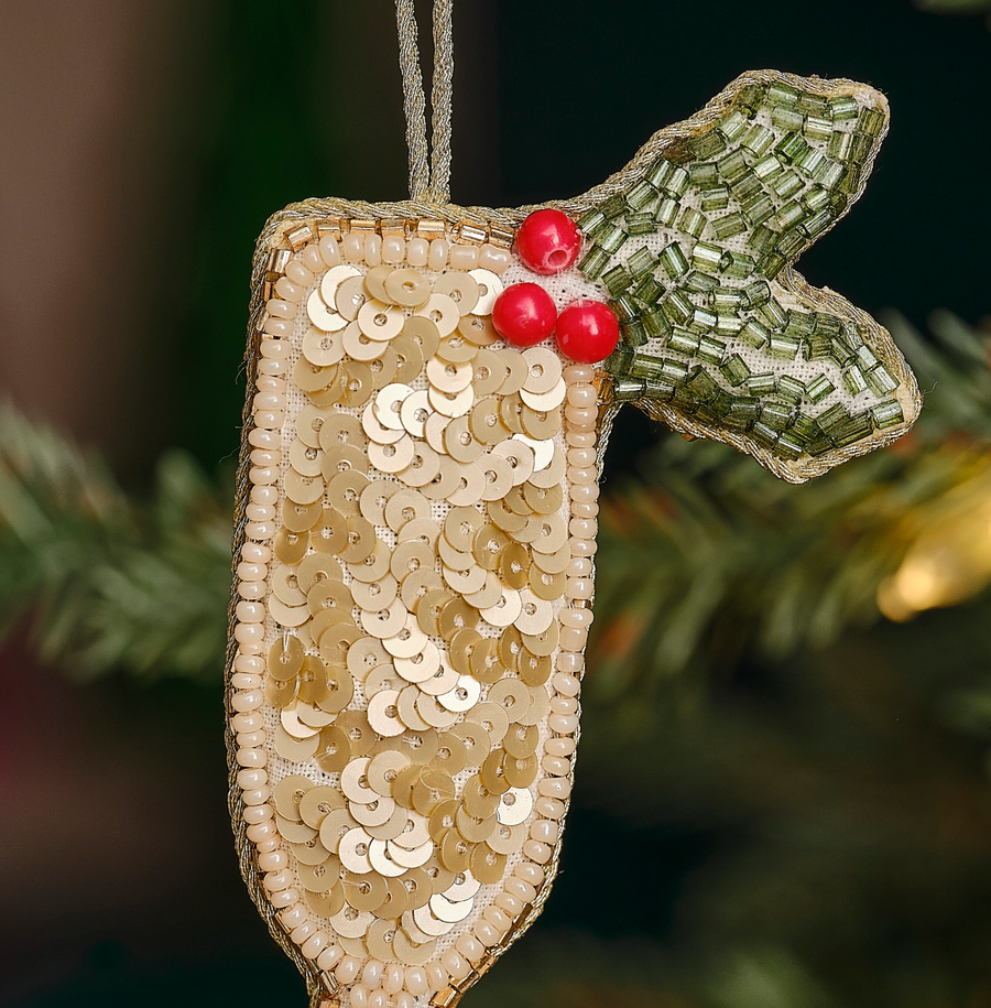 Embellished Gold Prosecco Christmas Tree Decoration