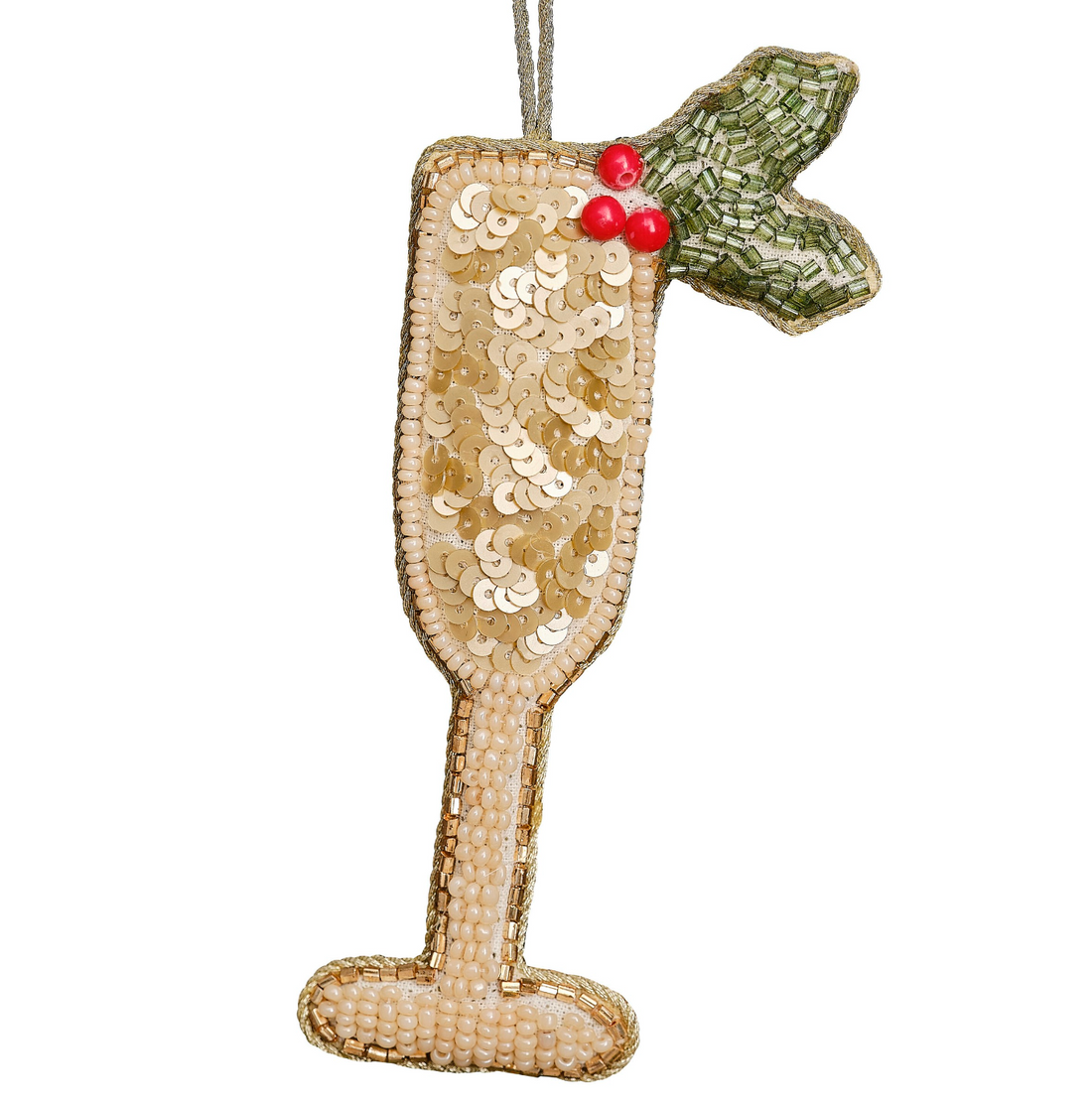 Embellished Gold Prosecco Christmas Tree Decoration