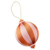 Pink and Orange Striped Satin Christmas Bauble