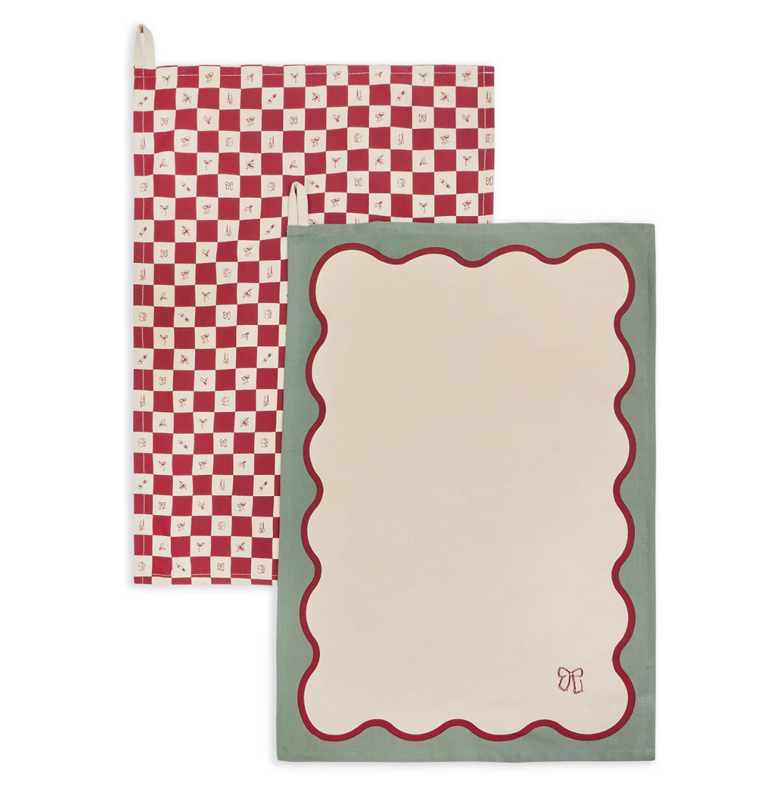 Christmas Checkerboard Tea Towels (Set of 2)