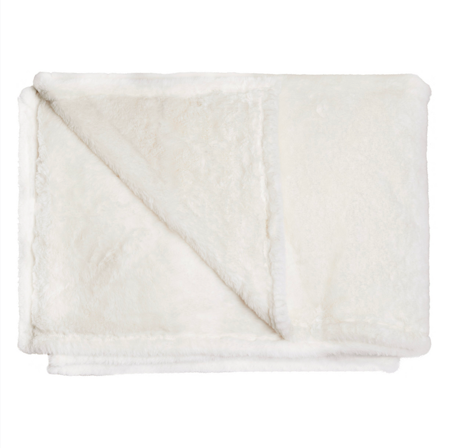 Cream Faux Fur Throw Blanket