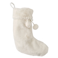 Cream Faux Fur Christmas Stocking