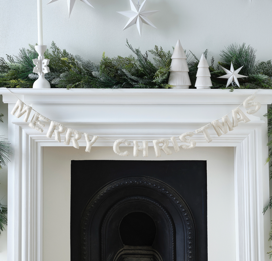 White Felt Merry Christmas Bunting