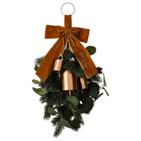 Foliage Christmas Door Swag with Velvet Ribbon & Bells