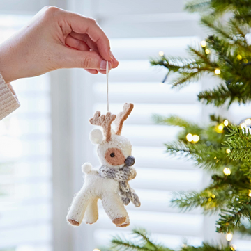 White Felt Reindeer Christmas Decoration