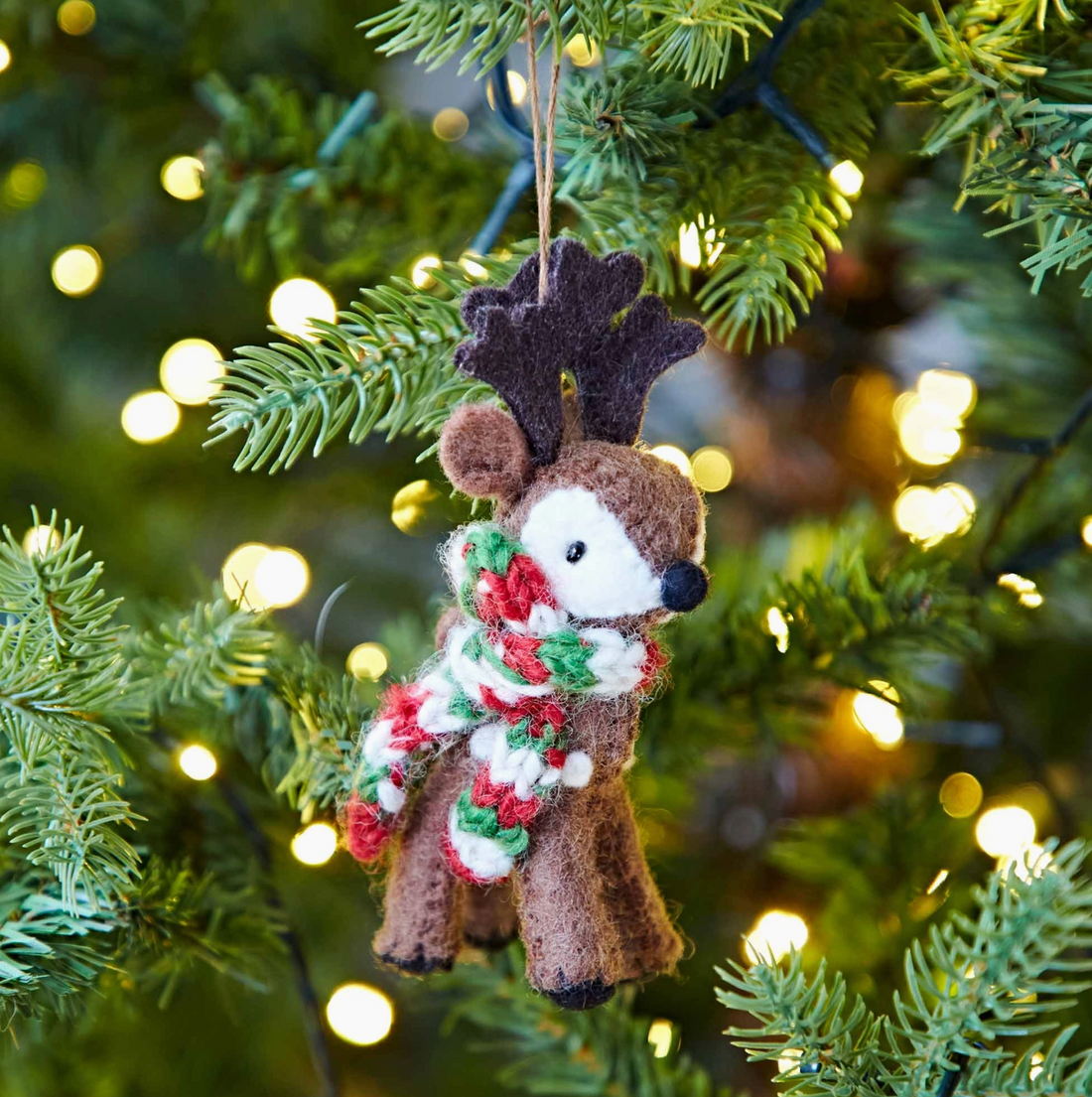 Brown Felt Reindeer Christmas Decoration