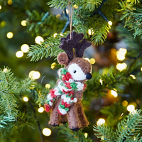 Brown Felt Reindeer Christmas Decoration