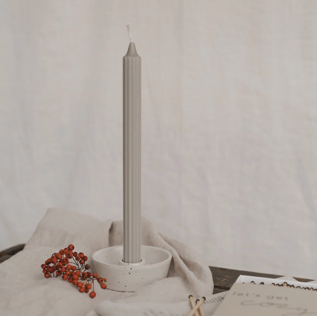 Set of 4 Grey Candlesticks