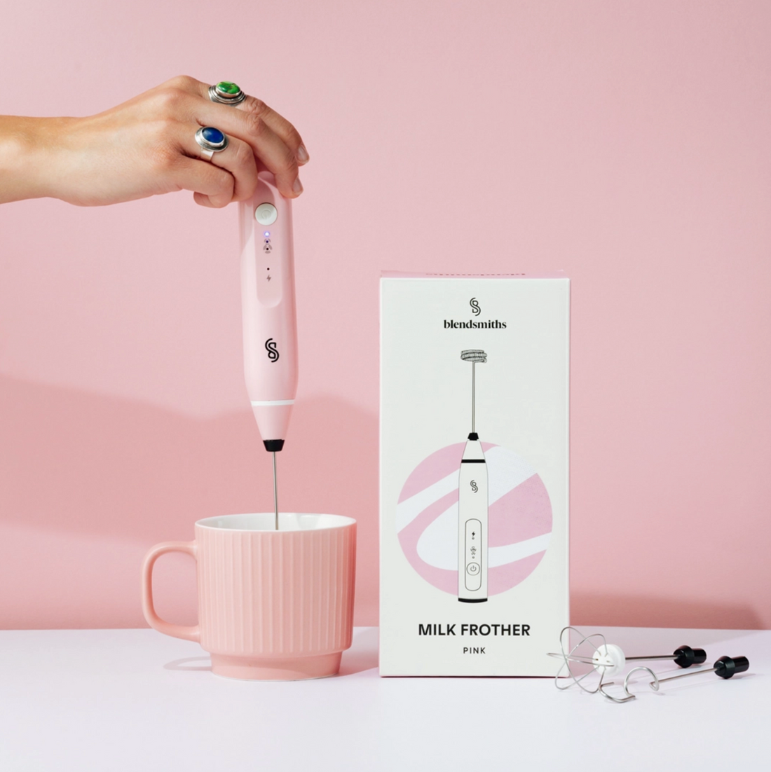 Pink Handheld Milk Frother