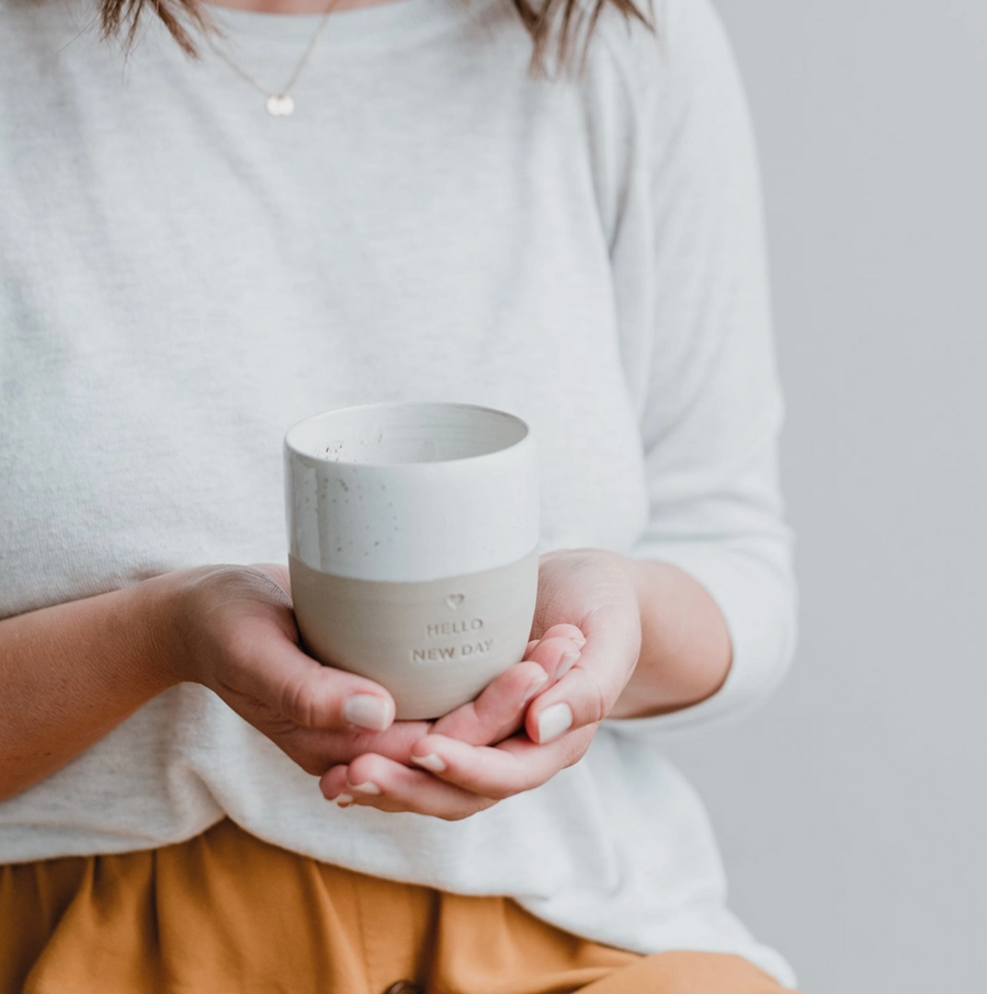 'Hello New Day' Handleless Mug