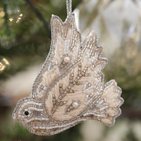 Turtle Dove Embroidered Christmas Hanging Tree Decoration