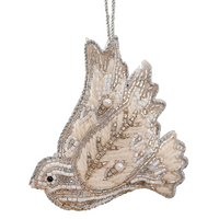 Turtle Dove Embroidered Christmas Hanging Tree Decoration