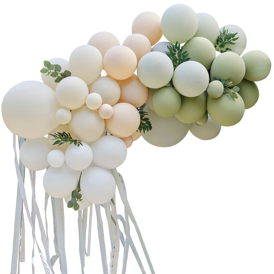 Balloon Arch With Foliage And Streamers