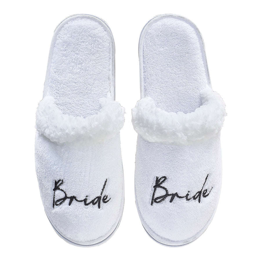 White Fluffy 'Bride' Slippers