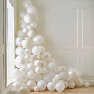 White & Cream Balloon Arch with Pearls