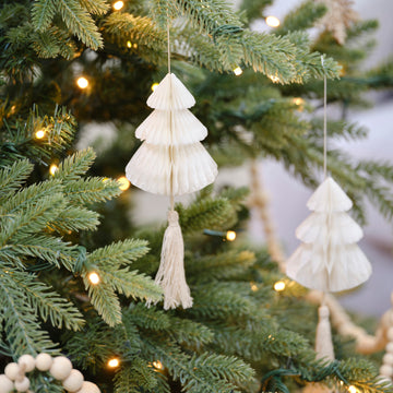 Honeycomb Christmas Decorations with Macrame Tassels