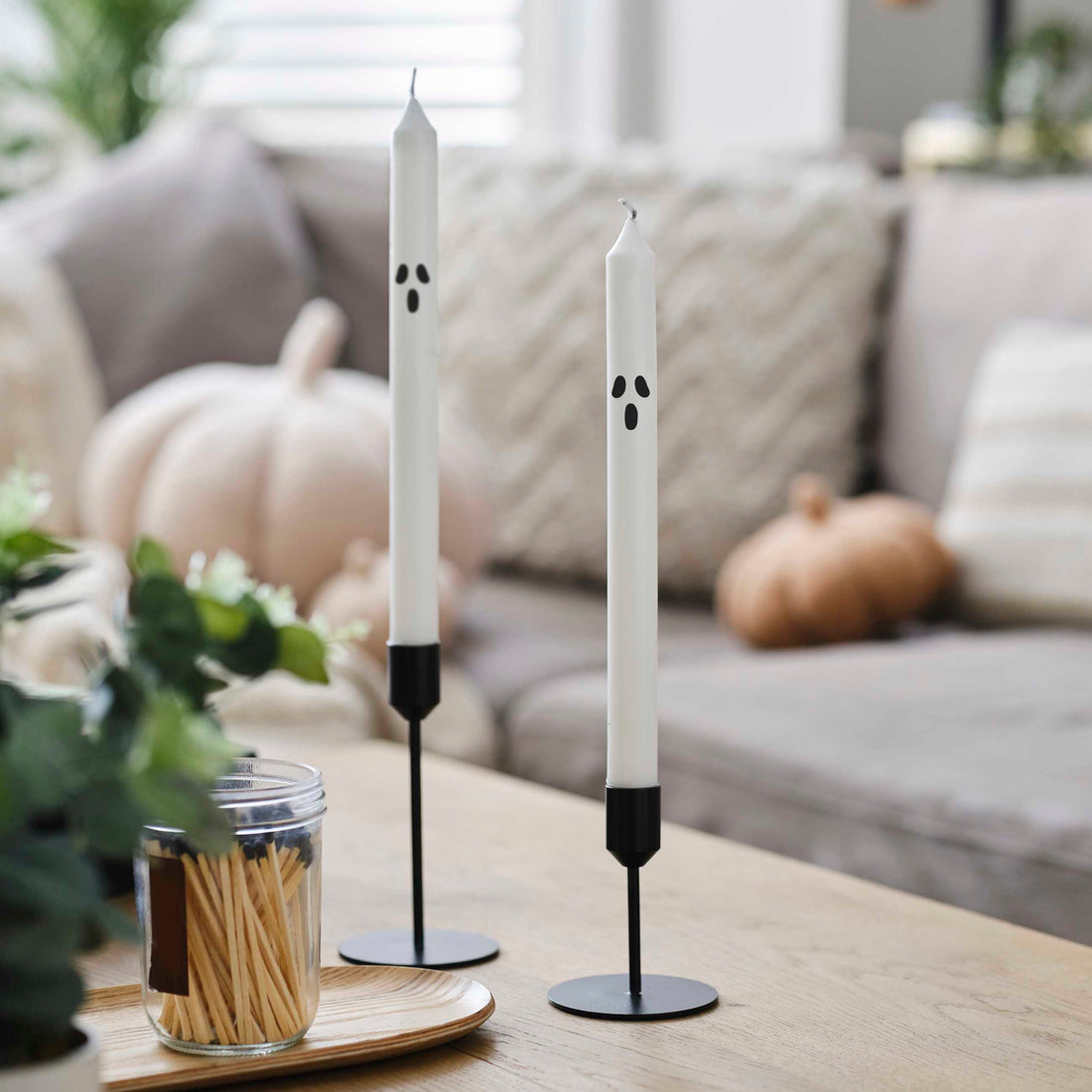 Ghost Face Halloween Candlesticks