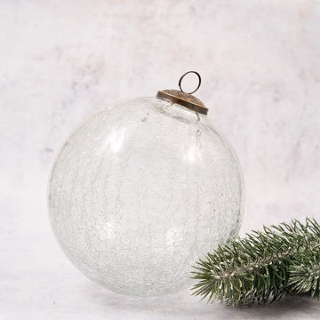 6" Extra Large Bauble : Clear Crackle