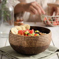 Coconut Bowl + Wooden Spoon : Striped