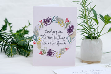 'Simple Christmas' Wreath Gold Foil Card