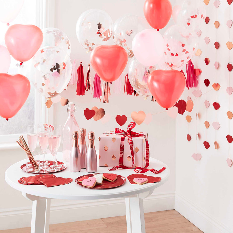 Rose Gold Heart Shaped Confetti Balloons