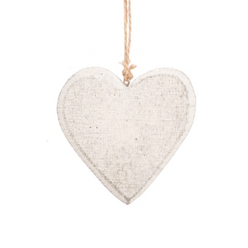 Whitewash Wooden Heart Decoration