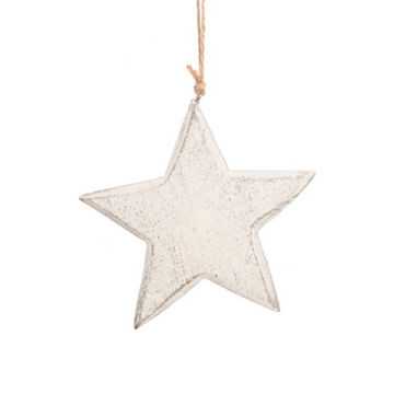 Whitewash Wooden Christmas Star Decoration